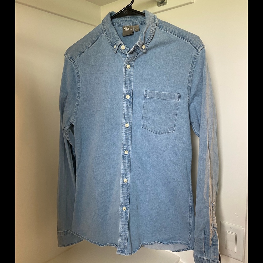 Long sleeve denim button down shirt